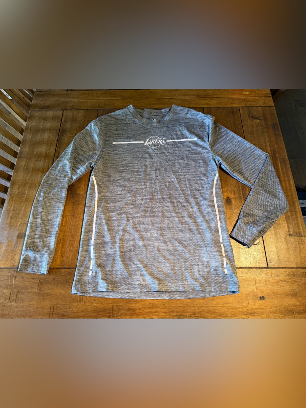 NBA Los Angeles Lakers Heather Gray Long Sleeve Tee with White Accents